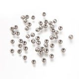 Round 316 Surgical Stainless Steel Spacer Beads, Stainless Steel Color, 3mm, Hole: 1mm, 1000pcs/Set