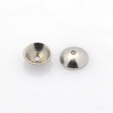 Tarnish Resistant Apetalous Half Round 304 Stainless Steel Bead Caps, Stainless Steel Color, 4x1mm, Hole: 0.5mm, 100pc/Set