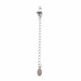 Tarnish Resistant 304 Stainless Steel Chain Extender, Cadmium Free & Nickel Free & Lead Free, with Lobster Claw Clasps and Tiny Oval Charm, Stainless Steel Color, 50mm, Hole: 2.5mm, 50pc/Set