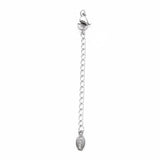 Tarnish Resistant 304 Stainless Steel Chain Extender, Cadmium Free & Nickel Free & Lead Free, with Lobster Claw Clasps and Tiny Oval Charm, Stainless Steel Color, 50mm, Hole: 2.5mm, 50pc/Set