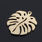 201 Stainless Steel Pendants, Tropical Leaf Charms, Monstera Leaf, Hollow, Golden, 24x21x1mm, Hole: 1mm, 5pcs/Set