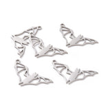 Non-Tarnish 201 Stainless Steel Pendants, Bat, Hollow, Stainless Steel Color, 32x16x1mm, Hole: 1.5mm, 5pc/Set