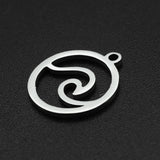 201 Stainless Steel Charms, Laser Cut, Ring with Waved, Stainless Steel Color, 14x12x1mm, Hole: 1.2mm, 5pcs/Set