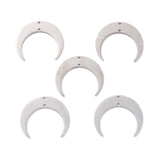 201 Stainless Steel 2-Loop Link Pendants, Laser Cut, Crescent, Stainless Steel Color, 26x30x1mm, Hole: 1.2mm, 5pcs/Set