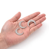 201 Stainless Steel 2-Loop Link Pendants, Laser Cut, Crescent, Stainless Steel Color, 26x30x1mm, Hole: 1.2mm, 5pcs/Set