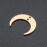 201 Stainless Steel 2-Loop Link Pendants, Laser Cut, Crescent, Golden, 17x20x1mm, Hole: 1.4mm, 5pcs/Set