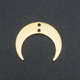 201 Stainless Steel 2-Loop Link Pendants, Laser Cut, Crescent, Golden, 17x20x1mm, Hole: 1.4mm, 5pcs/Set