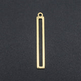 201 Stainless Steel Pendants, Laser Cut, Hollow, Rectangle/Bar, Real 18K Gold Plated, 32x4x1mm, Hole: 1.6mm, 5pc/Set