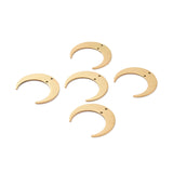 201 Stainless Steel 2-Loop Link Pendants, Laser Cut, Crescent, Golden, 26x30x1mm, Hole: 1.2mm, 5pcs/Set