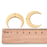 201 Stainless Steel 2-Loop Link Pendants, Laser Cut, Crescent, Golden, 26x30x1mm, Hole: 1.2mm, 5pcs/Set