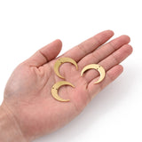 201 Stainless Steel 2-Loop Link Pendants, Laser Cut, Crescent, Golden, 26x30x1mm, Hole: 1.2mm, 5pcs/Set