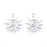 201 Stainless Steel Charms, Laser Cut Pendants, Sun, Stainless Steel Color, 15x13x1mm, Hole: 1.5mm, 5pcs/Set