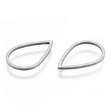 Non-Tarnish 201 Stainless Steel Linking Rings, Teardrop, Stainless Steel Color, 16x11x1mm, Inner Diameter: 9x13.5mm, 10pc/Set