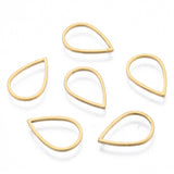 201 Stainless Steel Linking Rings, Teardrop, Golden, 16x11x1mm, Inner Diameter: 9x13.5mm, 10pc/Set