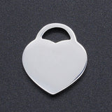 304 Stainless Steel Pendants, Heart, Stamping Blank Tag, Stainless Steel Color, 19x16x1mm, Hole: 7x4mm, 5pcs/Set