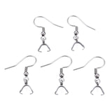 304 Stainless Steel Hooks, Ear Wire, with Ice Pick Pinch Bails, Stainless Steel Color, 27x20mm, 21 Gauge, Pin: 0.7mm, 10pcs/Set