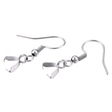 304 Stainless Steel Hooks, Ear Wire, with Ice Pick Pinch Bails, Stainless Steel Color, 27x20mm, 21 Gauge, Pin: 0.7mm, 10pcs/Set