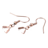 Ion Plating(IP) 304 Stainless Steel Hooks, Ear Wire, with Ice Pick Pinch Bails, Rose Gold, 27x20mm, 21 Gauge, Pin: 0.7mm, 10pc/Set