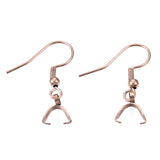 Ion Plating(IP) 304 Stainless Steel Hooks, Ear Wire, with Ice Pick Pinch Bails, Rose Gold, 27x20mm, 21 Gauge, Pin: 0.7mm, 10pc/Set