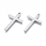 201 Stainless Steel Pendants, Stamping Blank Tag, Cross, Stainless Steel Color, 25x16x1mm, Hole: 1.2mm, 50pcs/Set