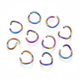 Ion Plating(IP) Rainbow Color 304 Stainless Steel Open Jump Rings, Round Ring, 8x1mm, 18 Gauge, Inner Diameter: 6mm, 100pc/Set