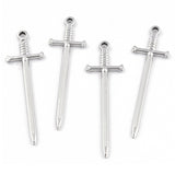 Non-Tarnish 304 Stainless Steel Pendants, Sword Charm, Stainless Steel Color, 45x13.5x2mm, Hole: 1.8mm, 20pc/Set