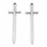 Non-Tarnish 304 Stainless Steel Pendants, Sword Charm, Stainless Steel Color, 45x13.5x2mm, Hole: 1.8mm, 20pc/Set