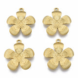 Ion Plating(IP) 304 Stainless Steel Pendants, Flower, Real 18K Gold Plated, 27x24.5x3mm, Hole: 1.8mm, 20pc/Set