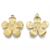 Ion Plating(IP) 304 Stainless Steel Pendants, Flower, Real 18K Gold Plated, 27x24.5x3mm, Hole: 1.8mm, 20pc/Set