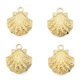 Ion Plating(IP) 201 Stainless Steel Pendants, Shell Shape, Real 18K Gold Plated, 17.5x15x3mm, Hole: 2mm, 20pc/Set