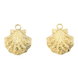 Ion Plating(IP) 201 Stainless Steel Pendants, Shell Shape, Real 18K Gold Plated, 17.5x15x3mm, Hole: 2mm, 20pc/Set