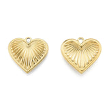 Ion Plating(IP) 201 Stainless Steel Pendants, Heart, Real 18K Gold Plated, 18.5x20.5x2.5mm, Hole: 1.8mm, 20pc/Set