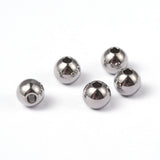 Round 202 Stainless Steel Beads, Stainless Steel Color, 5x4.5mm, Hole: 1.5mm, 100pcs/Set