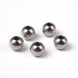 Tarnish Resistant Solid Round 202 Stainless Steel Beads, Stainless Steel Color, 6x5mm, Hole: 2mm, 100pc/Set