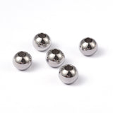 Round 202 Stainless Steel Beads, Stainless Steel Color, 8x6.5mm, Hole: 3.5mm, 100pcs/Set