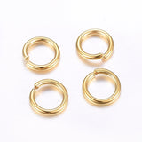 304 Stainless Steel Open Jump Rings, Real 24K Gold Plated, 15 Gauge, 8x1.5mm, Inner Diameter: 5mm, 200pc/Set