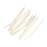 304 Stainless Steel Flat Head Pins, Real 18k Gold Plated, 50x0.7mm, 21 Gauge, Head: 1.5mm, 500pcs/bag