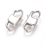 Tarnish Resistant 304 Stainless Steel Lobster Claw Clasps, Stainless Steel Color, 17x8x4mm, Hole: 4x4.5mm