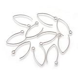 Tarnish Resistant 304 Stainless Steel Earring Hooks, with Horizontal Loop, Stainless Steel Color, 25.5x15x0.8mm, Hole: 2mm, 20 Gauge, Pin: 0.8mm, 10pc/Set