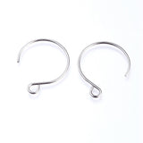 304 Stainless Steel Earring Hooks, with Horizontal Loop, Balloon Ear Wire, Stainless Steel Color, 23~34x18~19x0.8mm, Hole: 2mm, 20 Gauge, Pin: 0.8mm, 10pcs/Set