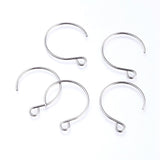 304 Stainless Steel Earring Hooks, with Horizontal Loop, Balloon Ear Wire, Stainless Steel Color, 23~34x18~19x0.8mm, Hole: 2mm, 20 Gauge, Pin: 0.8mm, 10pcs/Set