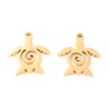 304 Stainless Steel Charms, Laser Cut, Sea Turtle, Golden, 12x11x1mm, Hole: 1mm, 10pc/Set