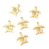 304 Stainless Steel Charms, Laser Cut, Sea Turtle, Golden, 12x11x1mm, Hole: 1mm, 10pc/Set