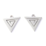 Non-Tarnish 304 Stainless Steel Charms, Laser Cut, Triangle, Stainless Steel Color, 12x11.5x1.1mm, Hole: 1.4mm, 10pc/Set