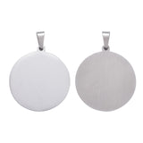 304 Stainless Steel Pendants, Stamping Blank Tag, Flat Round, Stainless Steel Color, 33x30x1mm, Hole: 7x3mm, 10pcs/Set