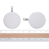 304 Stainless Steel Pendants, Stamping Blank Tag, Flat Round, Stainless Steel Color, 33x30x1mm, Hole: 7x3mm, 10pcs/Set