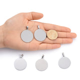 304 Stainless Steel Pendants, Stamping Blank Tag, Flat Round, Stainless Steel Color, 33x30x1mm, Hole: 7x3mm, 10pcs/Set