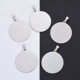 304 Stainless Steel Pendants, Stamping Blank Tag, Flat Round, Stainless Steel Color, 33x30x1mm, Hole: 7x3mm, 10pcs/Set