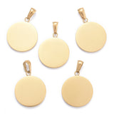 Ion Plating(IP) 304 Stainless Steel Pendants, Flat Round, Stamping Blank Tag, Golden, 23.5x20x2mm, Hole: 3.5x7mm, 10pc/Set