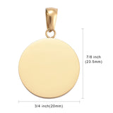 Ion Plating(IP) 304 Stainless Steel Pendants, Flat Round, Stamping Blank Tag, Golden, 23.5x20x2mm, Hole: 3.5x7mm, 10pc/Set